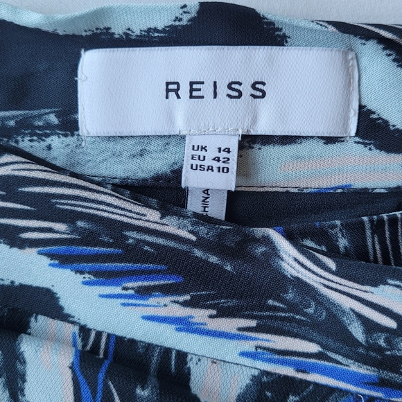 Reiss Blue and Black Asymmetrical Wrap Midi Skirt - Picture 5 of 10